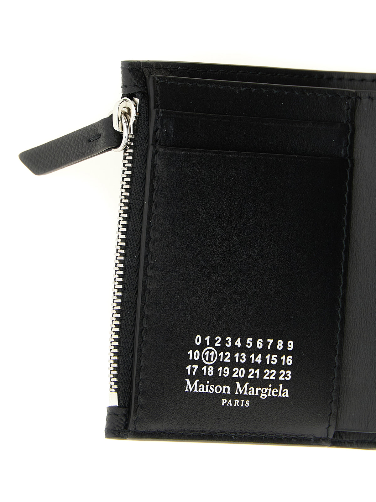 Maison Margiela Four Stitches Black Calf Leather Tri-Fold Wallet