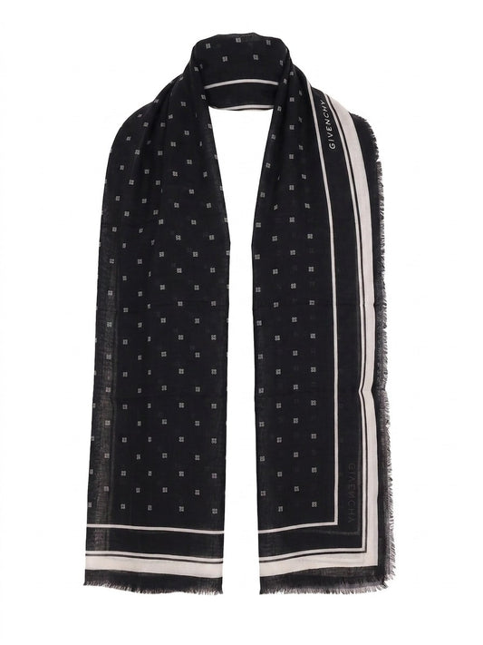 Givenchy Black & White Bicolor Wool & Silk Scarf