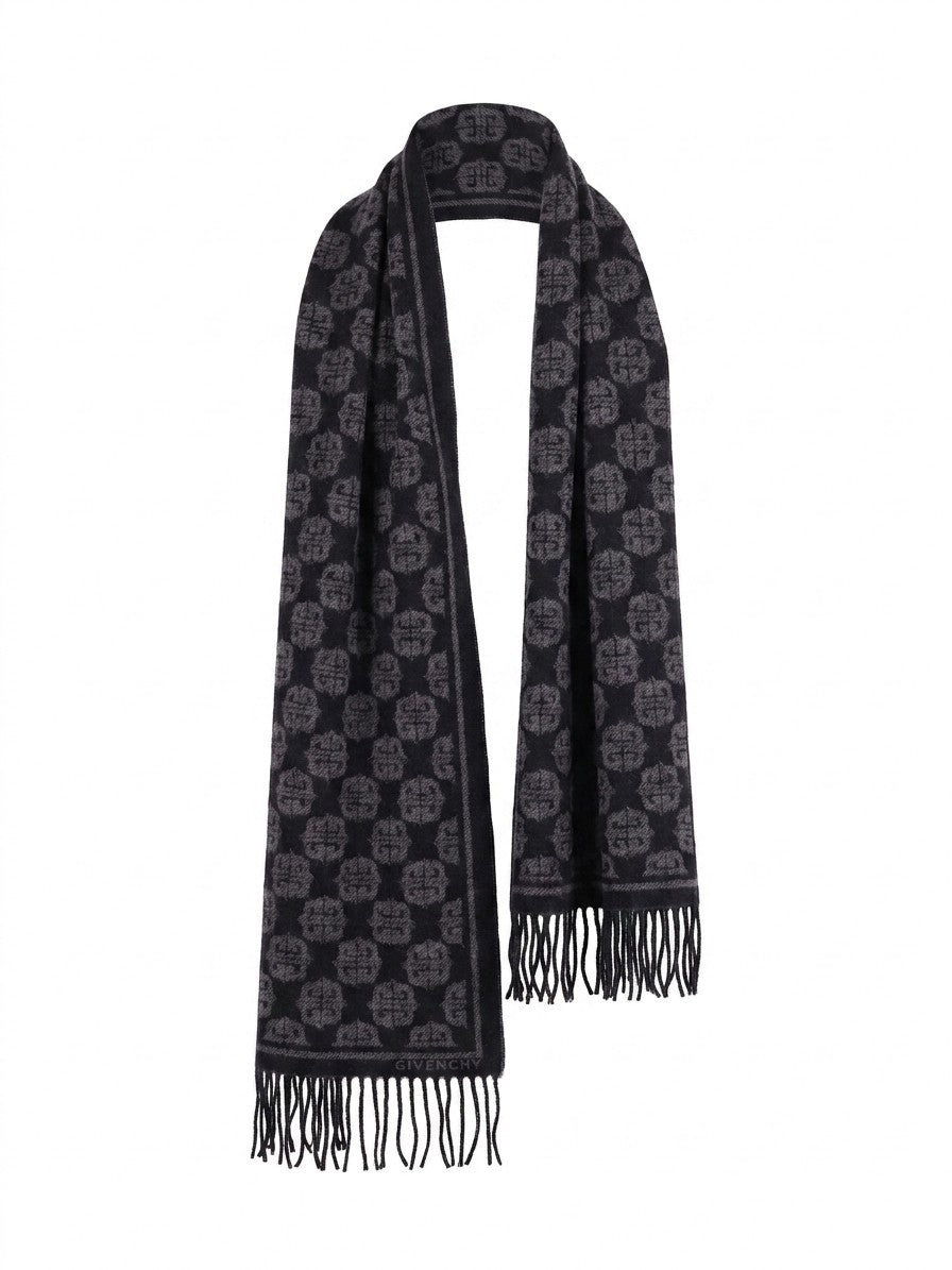 Givenchy Black Contrast-Panel Wool Scarf