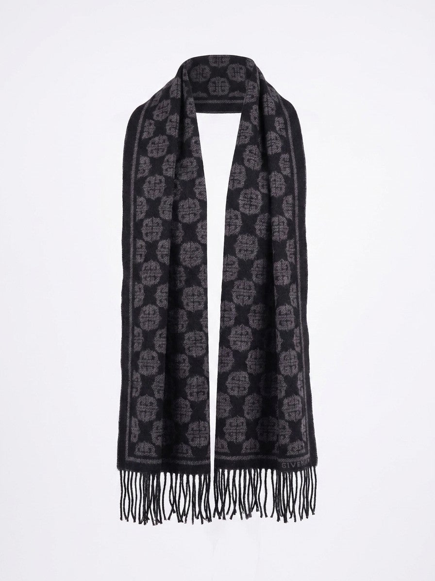 Givenchy Black Contrast-Panel Wool Scarf