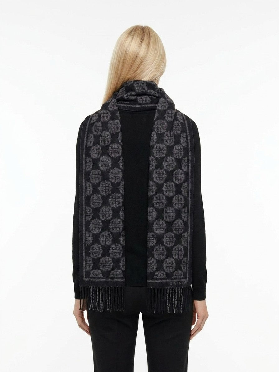 Givenchy Black Contrast-Panel Wool Scarf