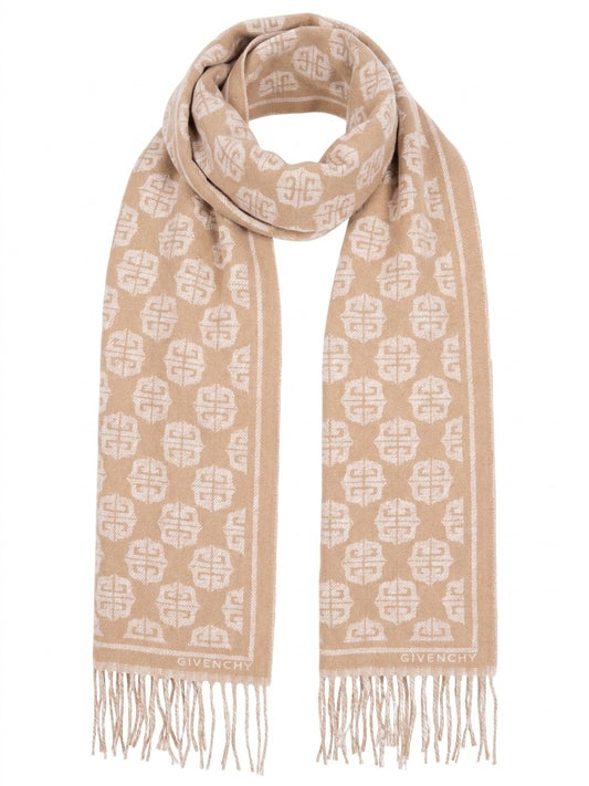 Givenchy Beige Logo Wool Scarf