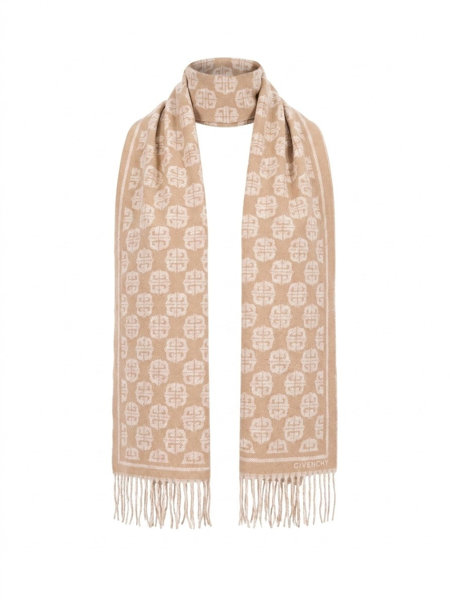 Givenchy Beige Logo Wool Scarf