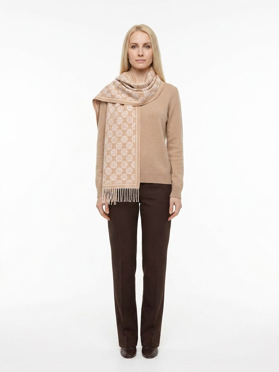Givenchy Beige Logo Wool Scarf