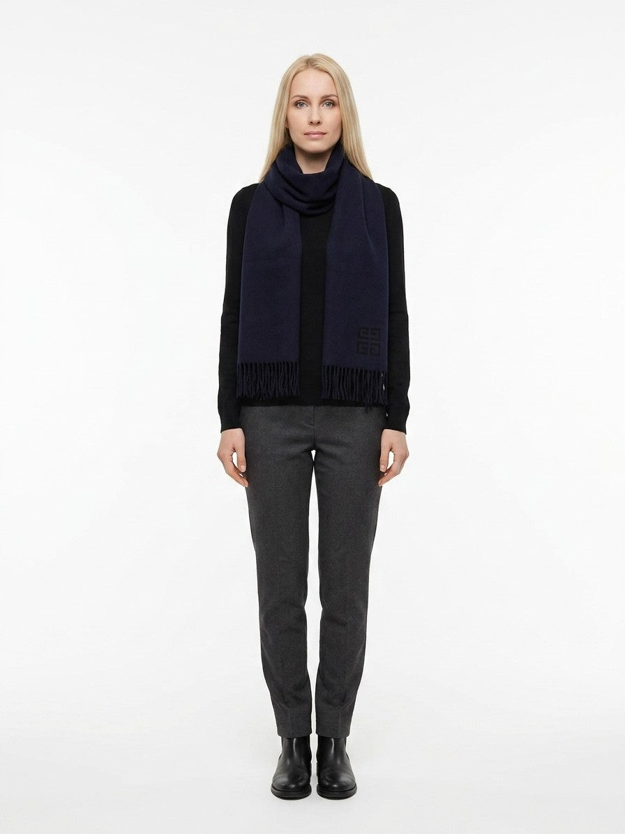Givenchy Navy Wool Scarf