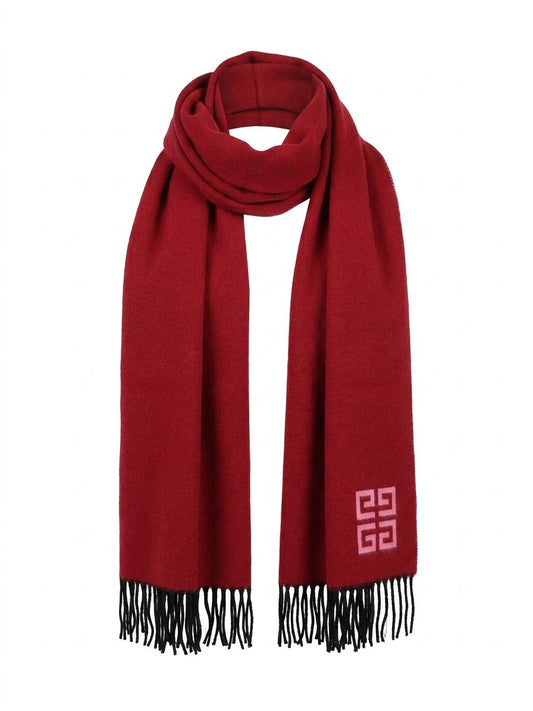 Givenchy Red & Black Bicolor Wool Scarf