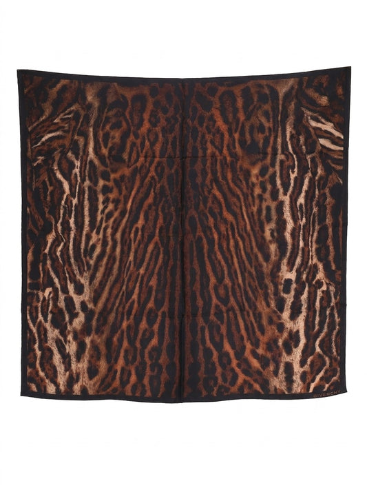Givenchy Brown Tonal Print Silk Foulard