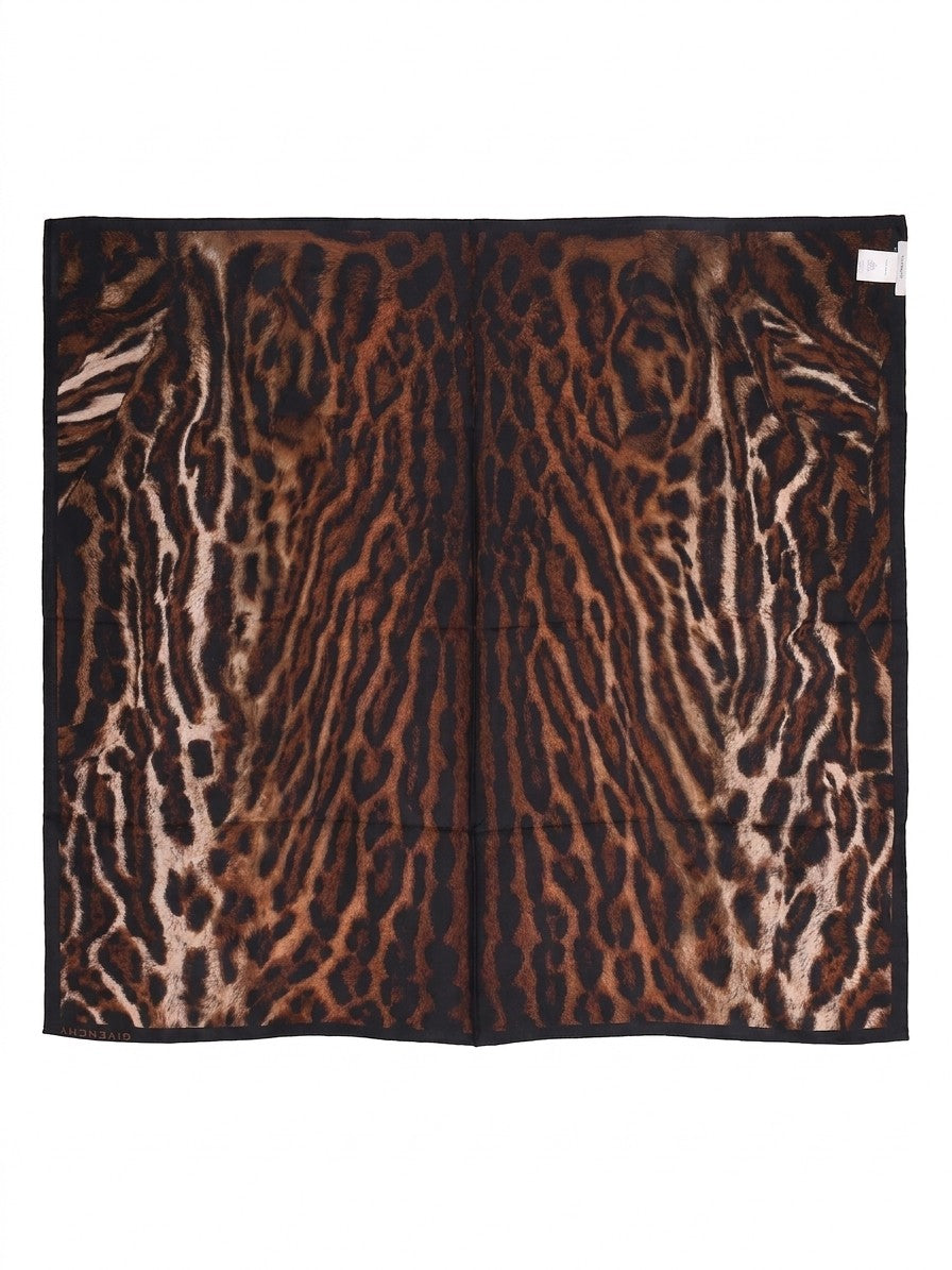 Givenchy Brown Tonal Print Silk Foulard
