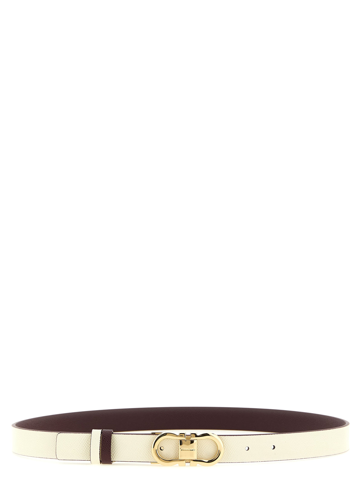 Ferragamo Plum & Mascarpone Reversible Gancini Belt