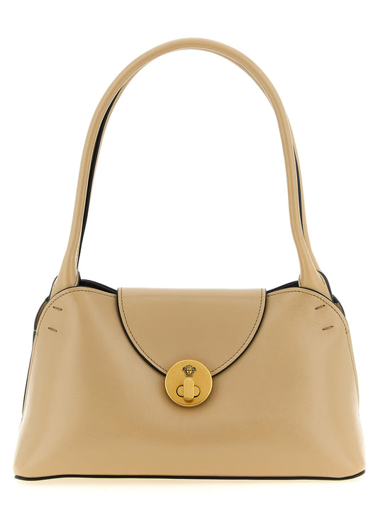 Versace Beige Calfskin Medusa Shoulder Bag