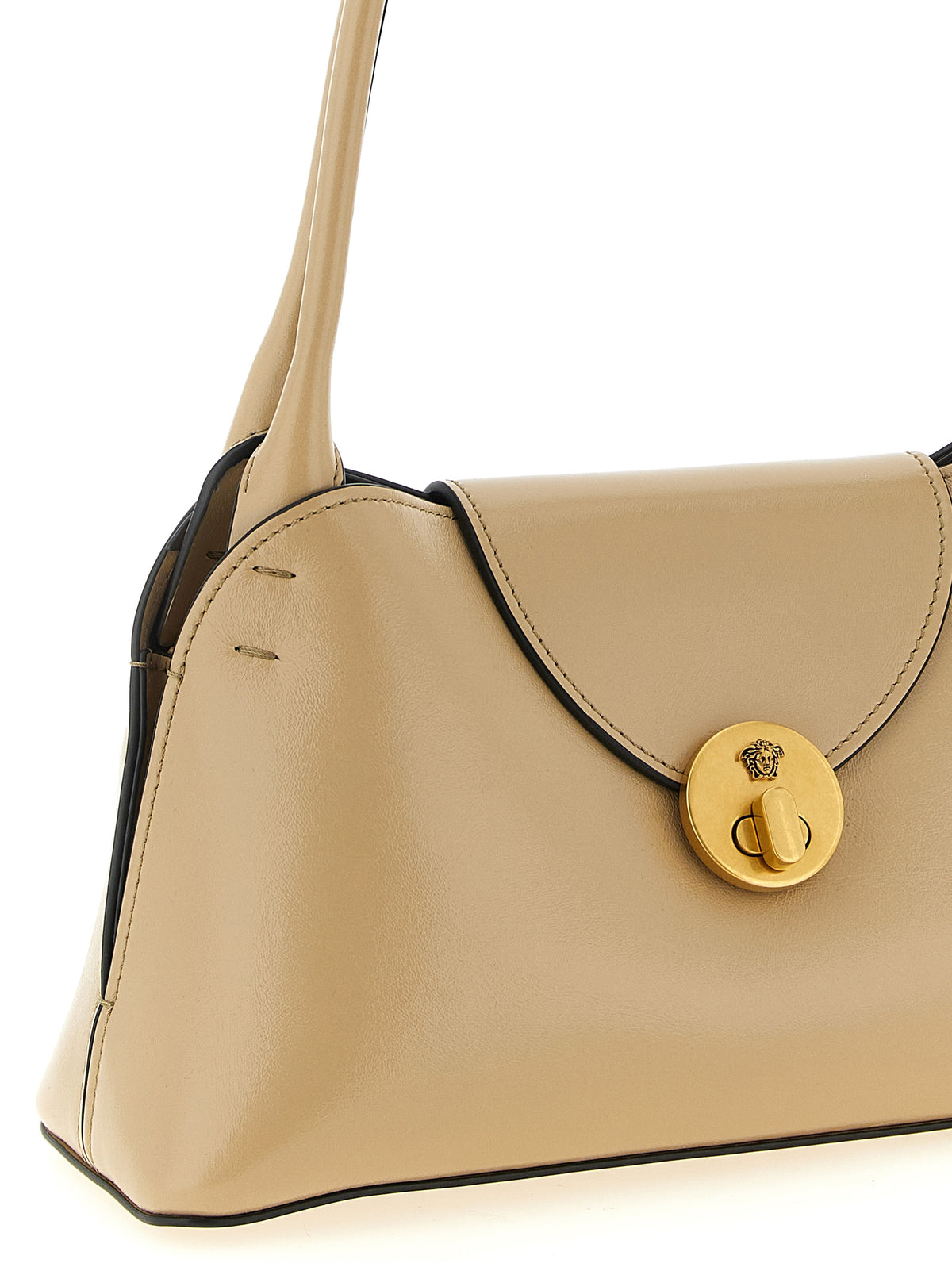 Versace Beige Calfskin Medusa Shoulder Bag
