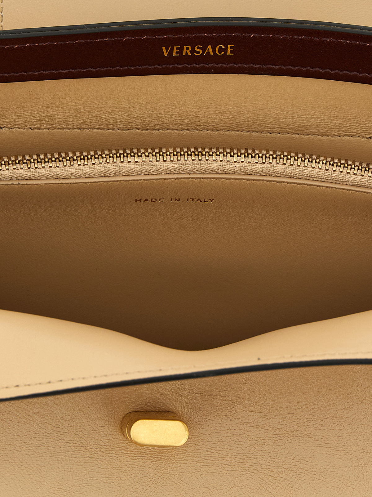 Versace Beige Calfskin Medusa Shoulder Bag
