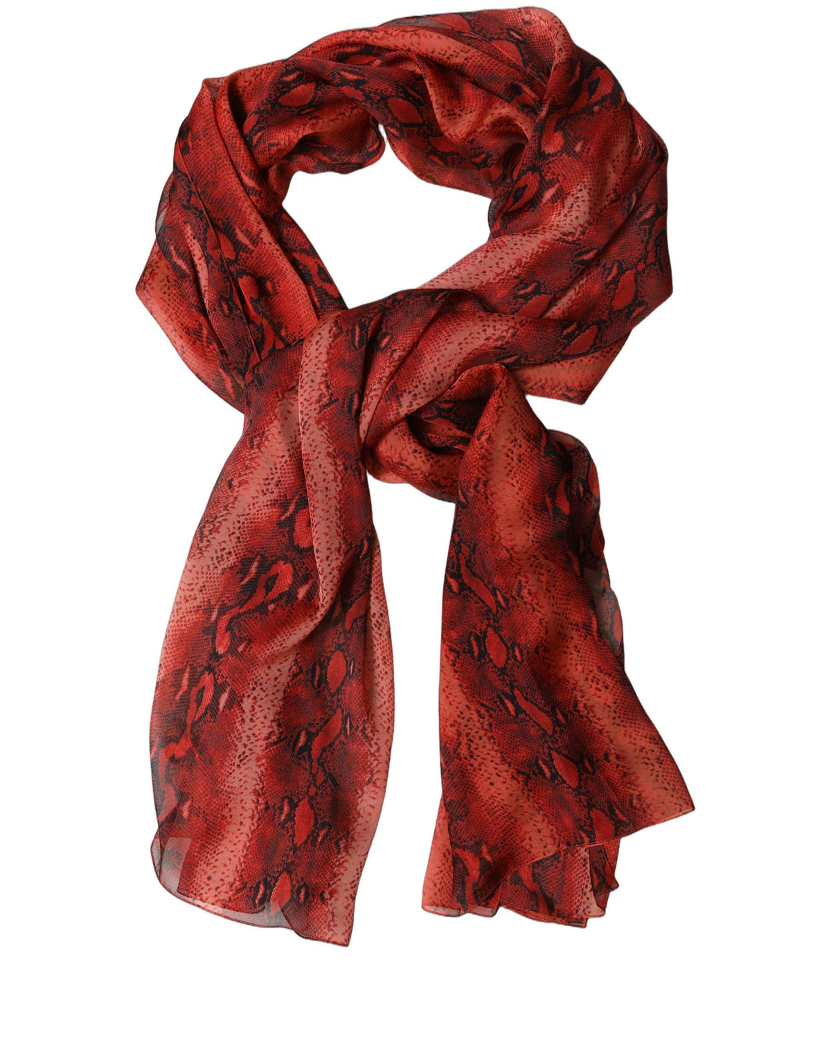 Dolce & Gabbana Red & Black Sheer Print Silk Foulard