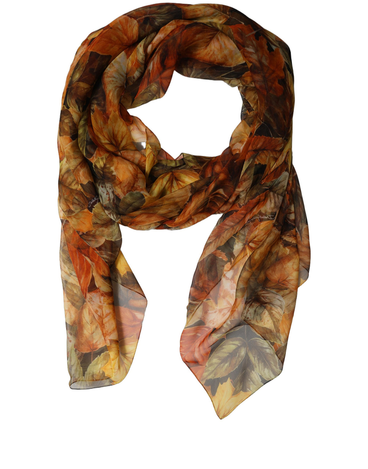 Dolce & Gabbana Multicolor Leaf Print Silk Stole