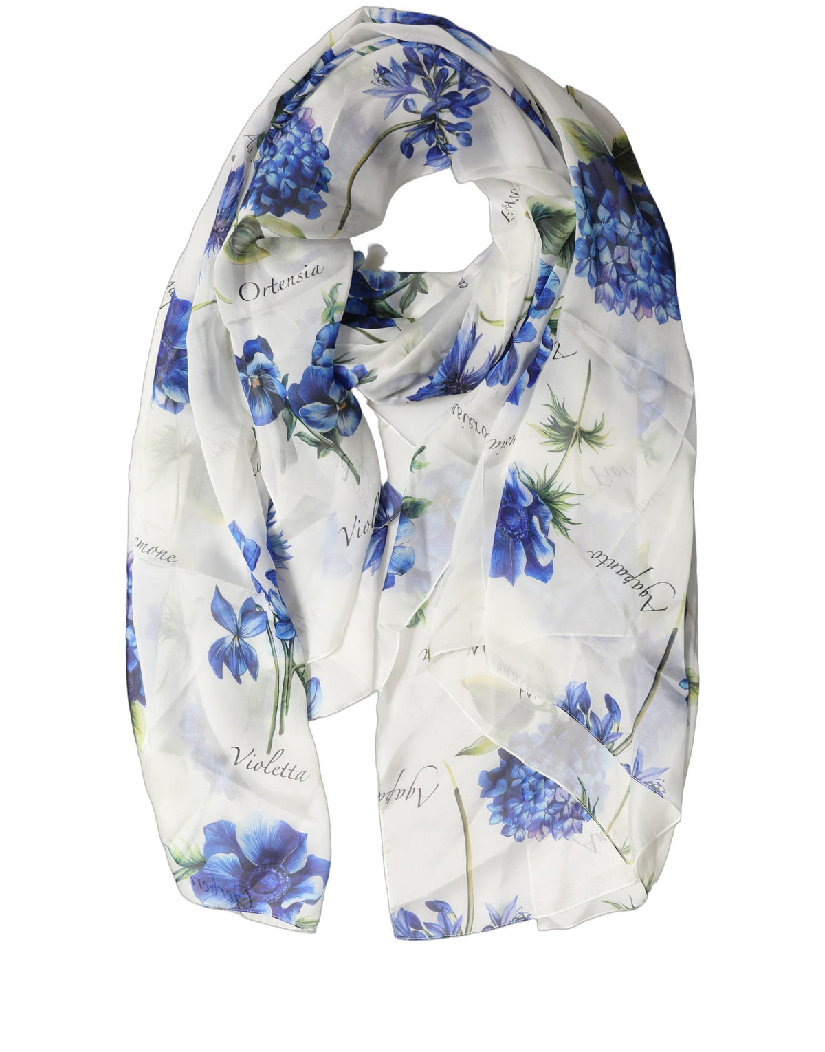 Dolce & Gabbana White Floral Silk Chiffon Stole