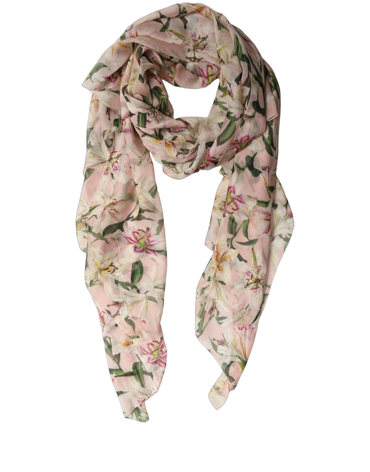 Dolce & Gabbana Pink Floral Silk Chiffon Stole