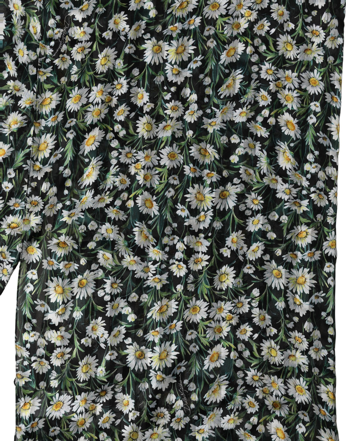 Dolce & Gabbana Black Daisy Silk Chiffon Stole