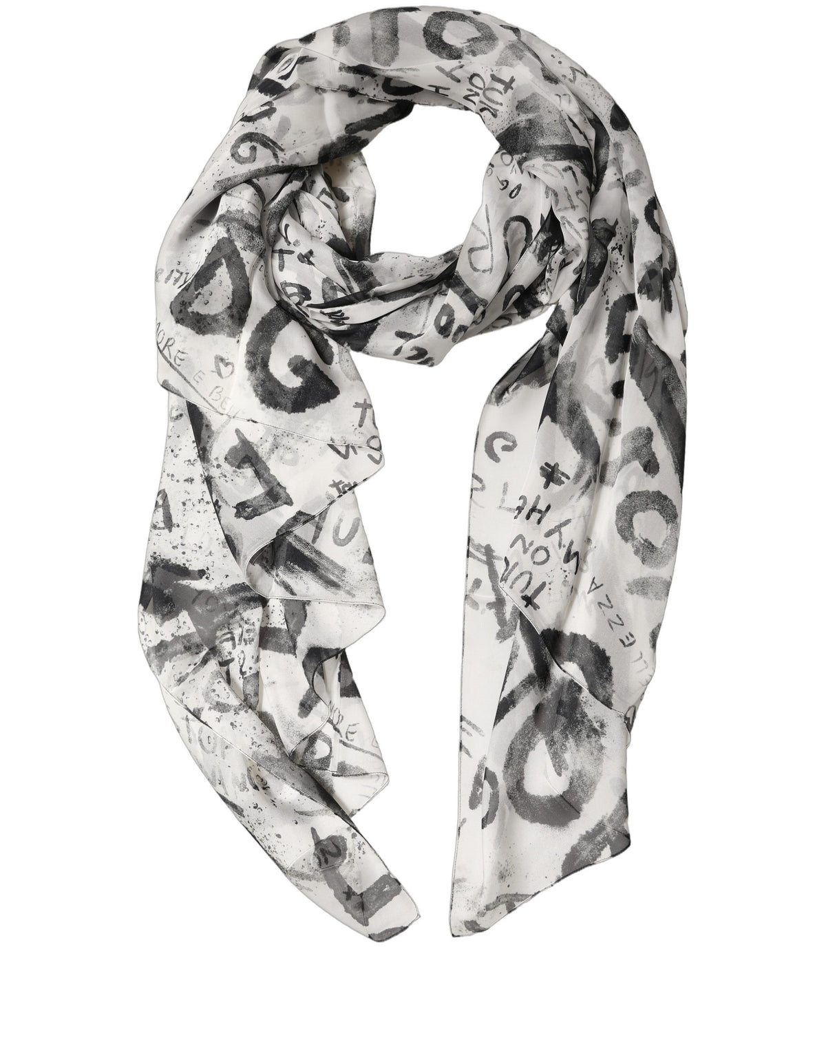 Dolce & Gabbana Multicolor Graffiti Logo Silk Stole