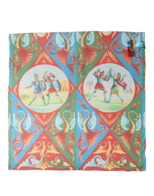 Dolce & Gabbana Beige Framed Portrait & Geometric Silk Foulard