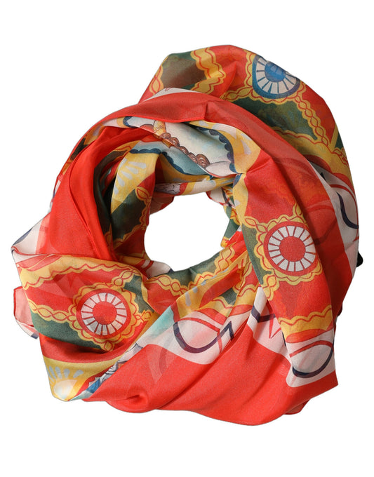 Dolce & Gabbana Pink Framed Portrait & Geometric Silk Foulard