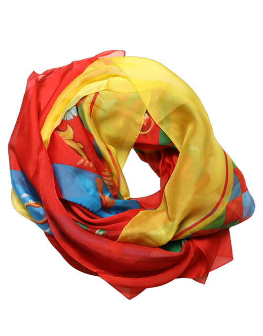 Dolce & Gabbana Yellow Framed Portrait & Geometric Silk Foulard