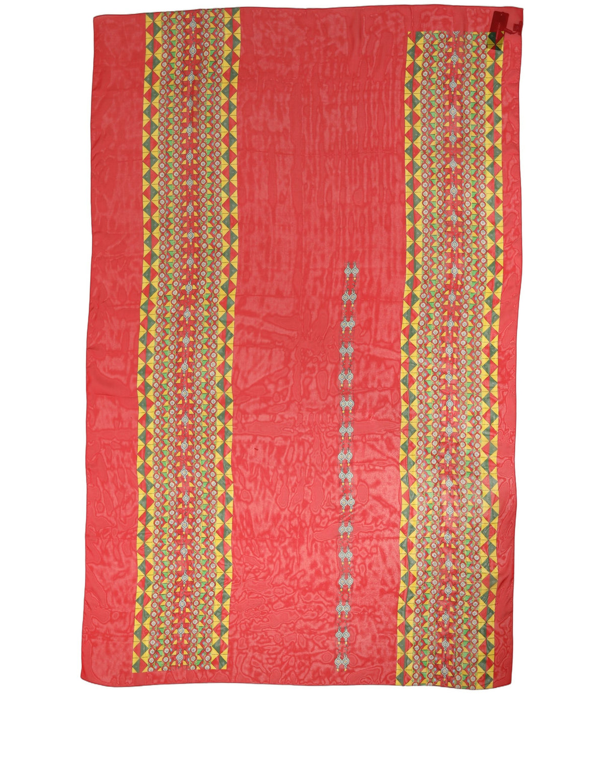 Dolce & Gabbana Red Geometric Border Silk Stole