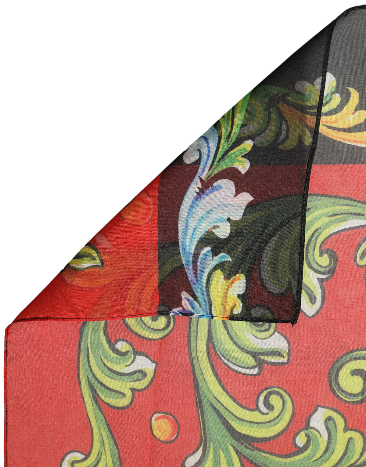 Dolce & Gabbana Black Framed Portrait & Geometric Silk Foulard