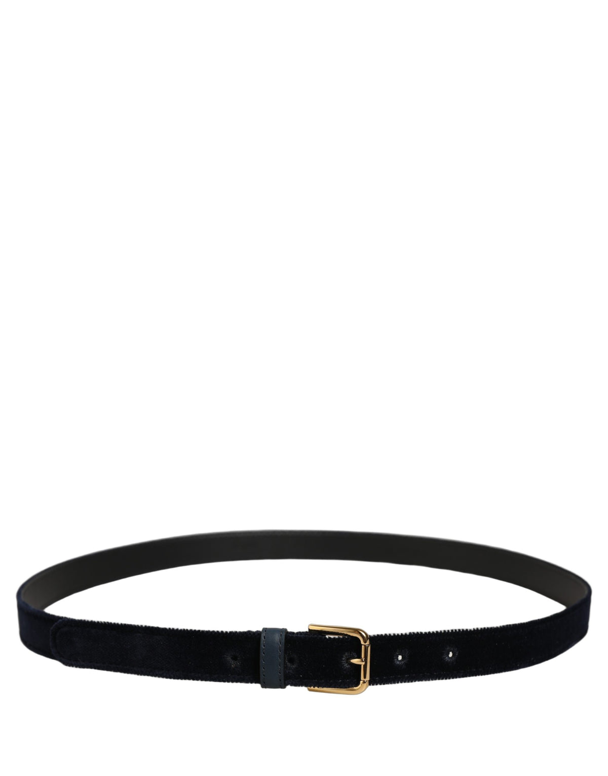 Dolce & Gabbana Dark Blue Velvet Logo-Buckle Belt
