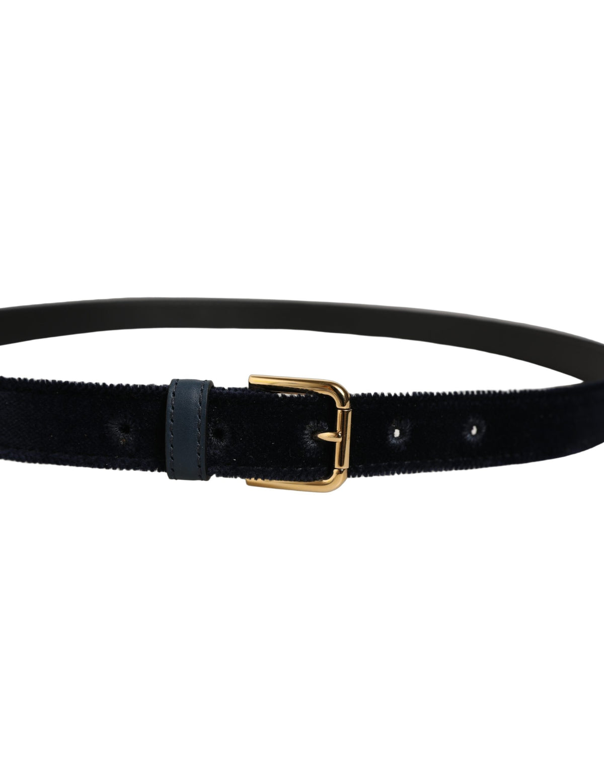 Dolce & Gabbana Dark Blue Velvet Logo-Buckle Belt