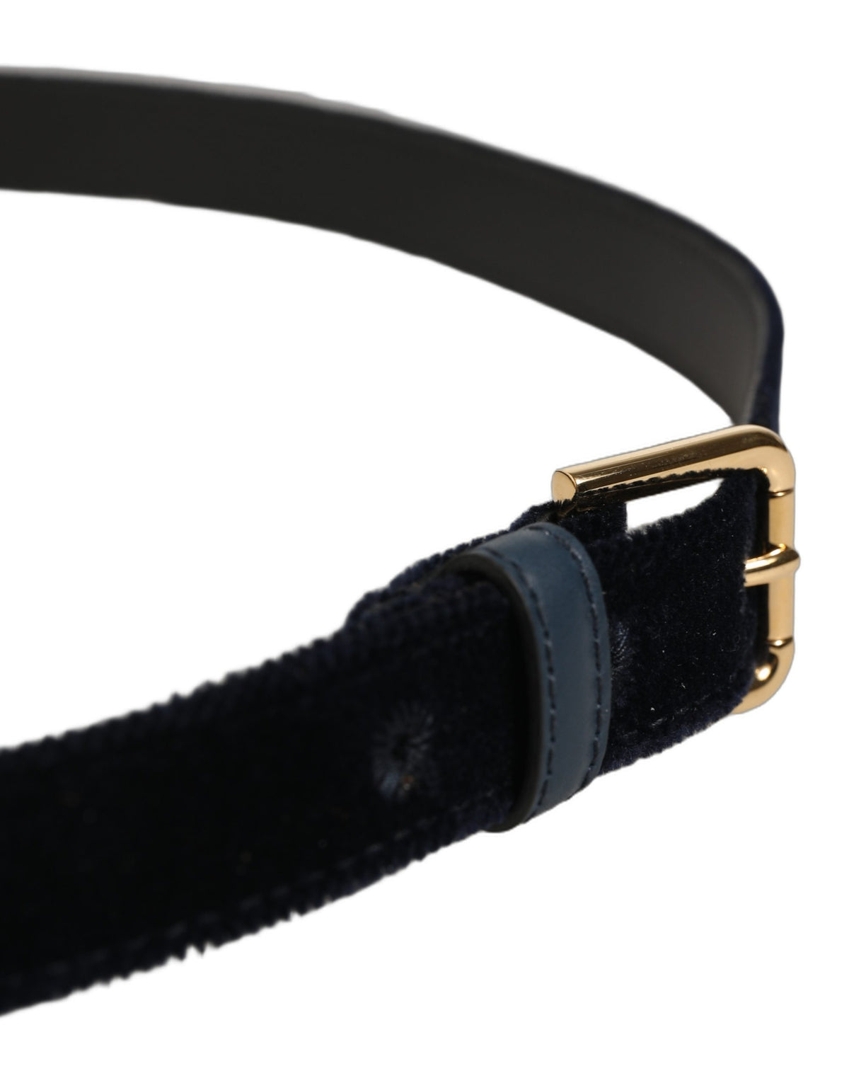 Dolce & Gabbana Dark Blue Velvet Logo-Buckle Belt