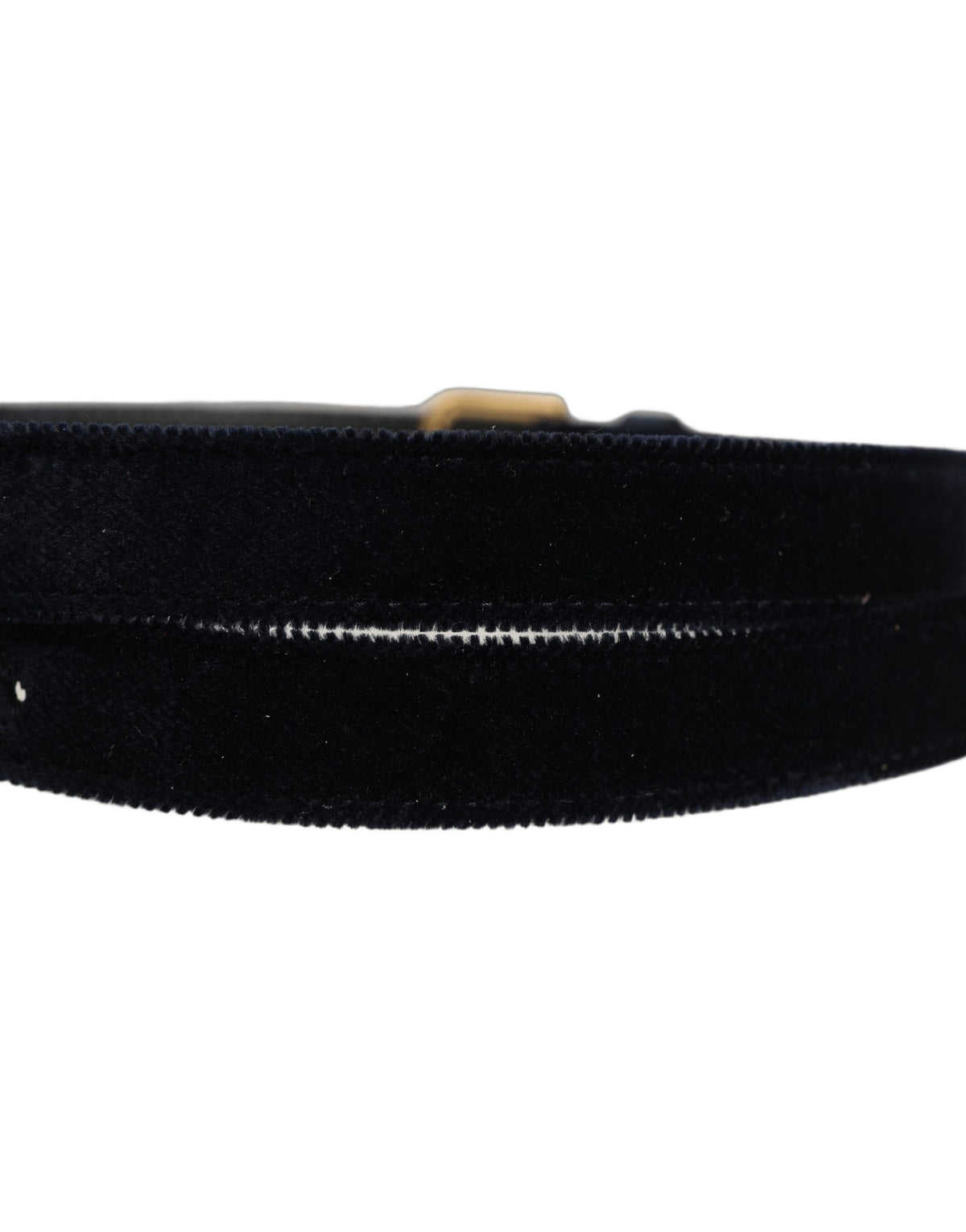 Dolce & Gabbana Dark Blue Velvet Logo-Buckle Belt
