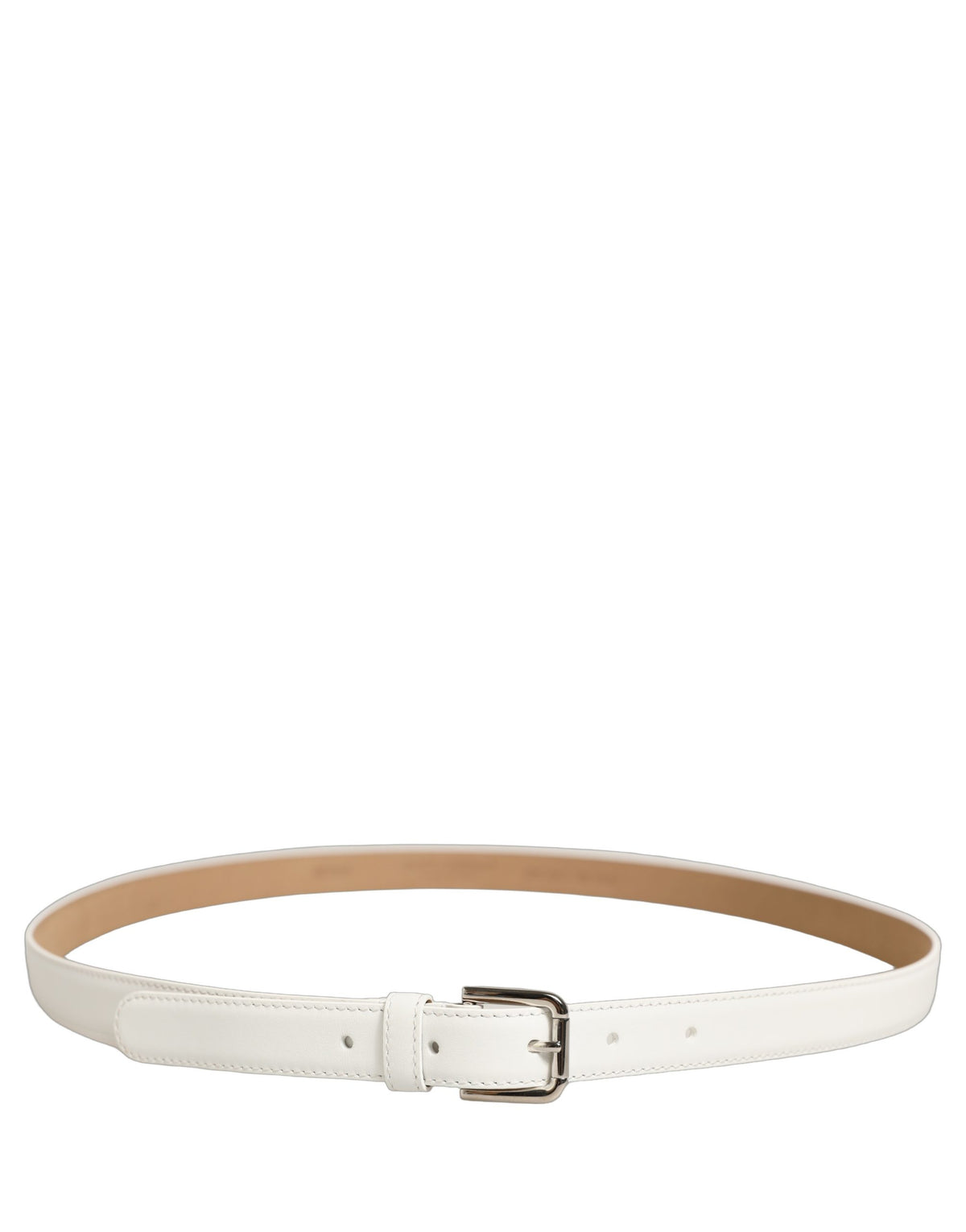 Dolce & Gabbana White Leather Logo-Buckle Belt