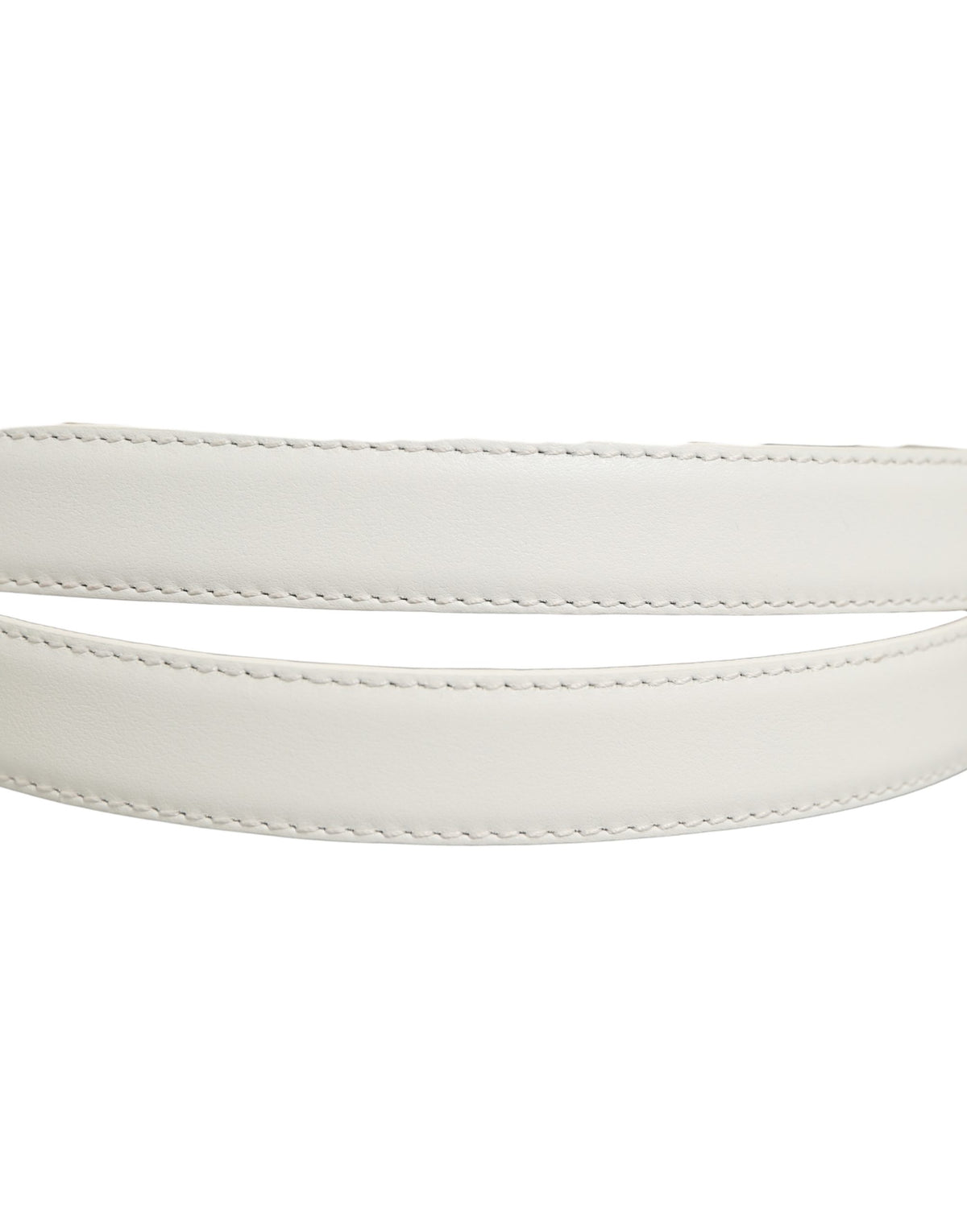 Dolce & Gabbana White Leather Logo-Buckle Belt