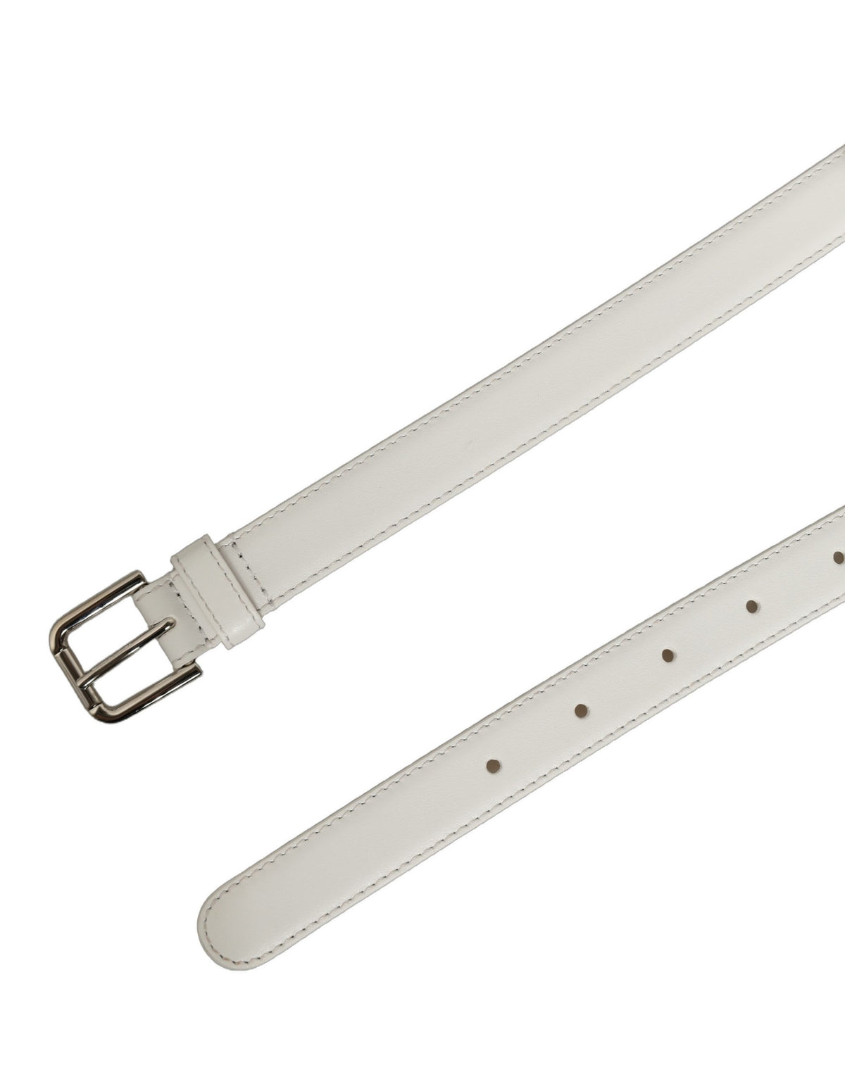 Dolce & Gabbana White Leather Logo-Buckle Belt