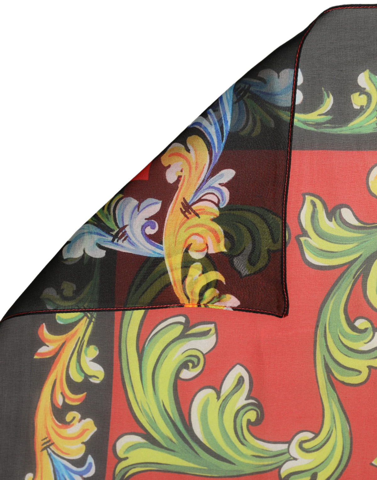 Dolce & Gabbana Green Framed Portrait & Geometric Silk Foulard