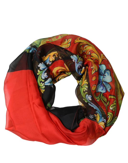 Dolce & Gabbana Green Framed Portrait & Geometric Silk Foulard