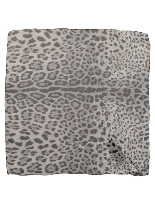 Dolce & Gabbana Gray Leopard Print Silk Foulard