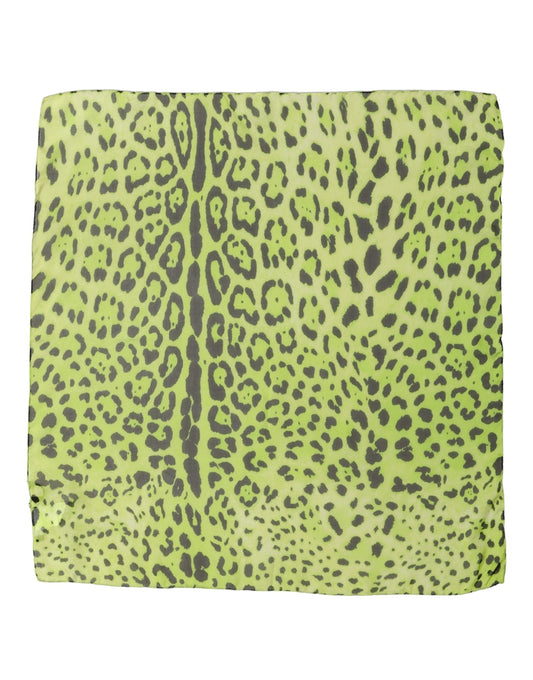 Dolce & Gabbana Green Leopard Print Silk Foulard