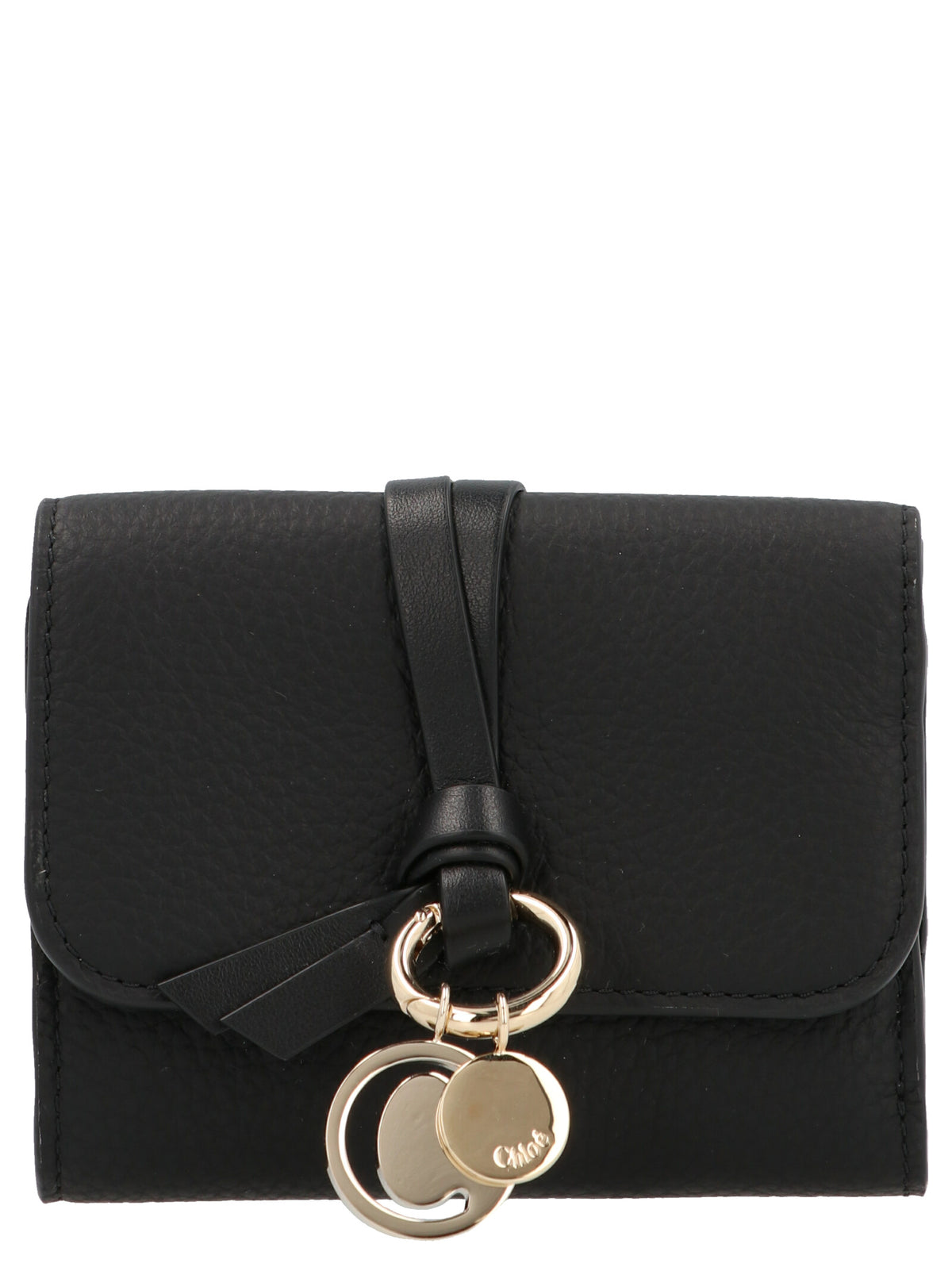 Chloé Alphabet Black Calf Leather Tri-Fold Wallet