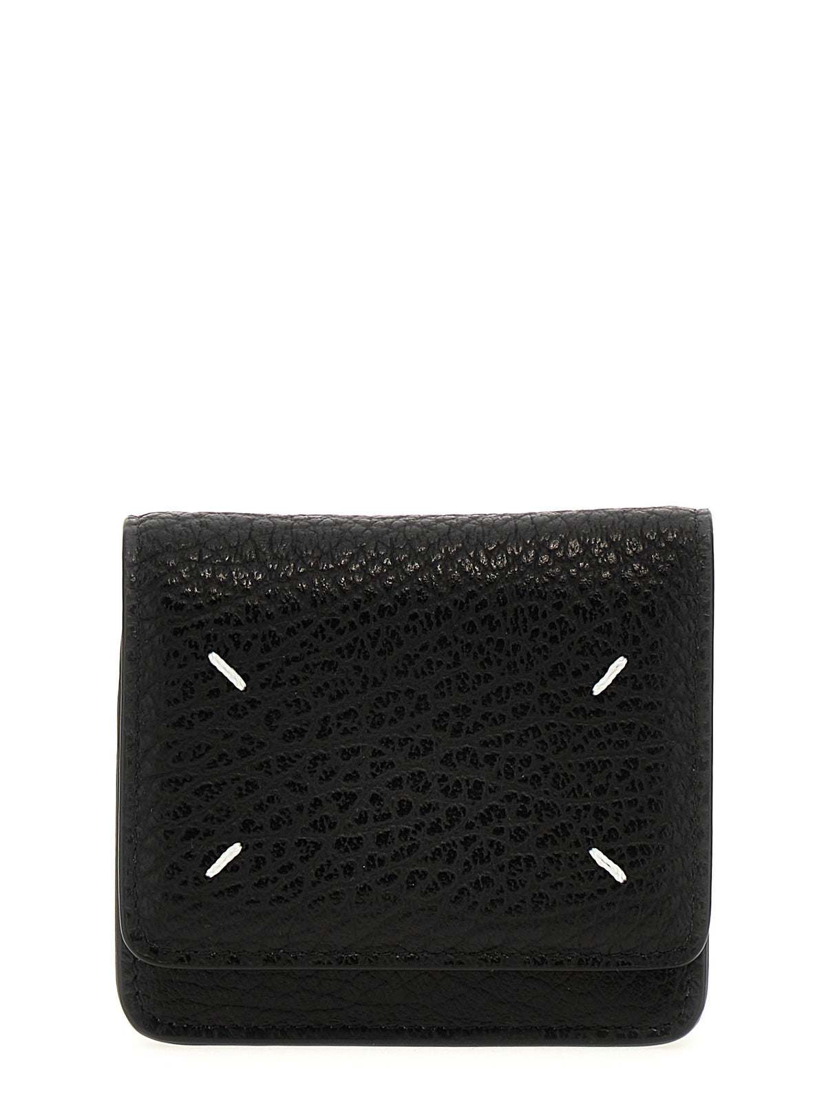Maison Margiela Four Stitches Black Leather Wallet on Chain