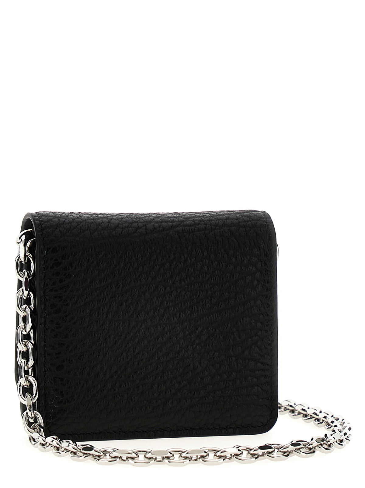 Maison Margiela Four Stitches Black Leather Wallet on Chain
