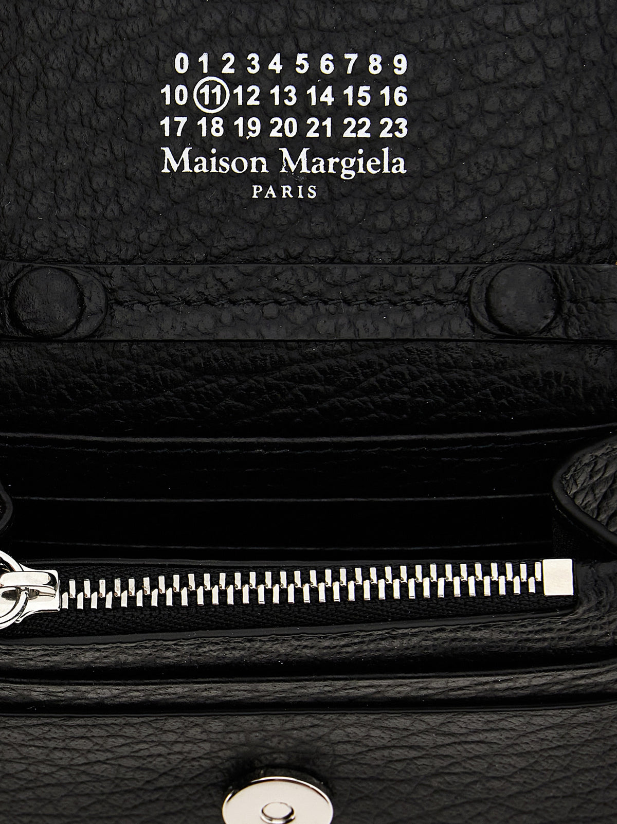 Maison Margiela Four Stitches Black Leather Wallet on Chain