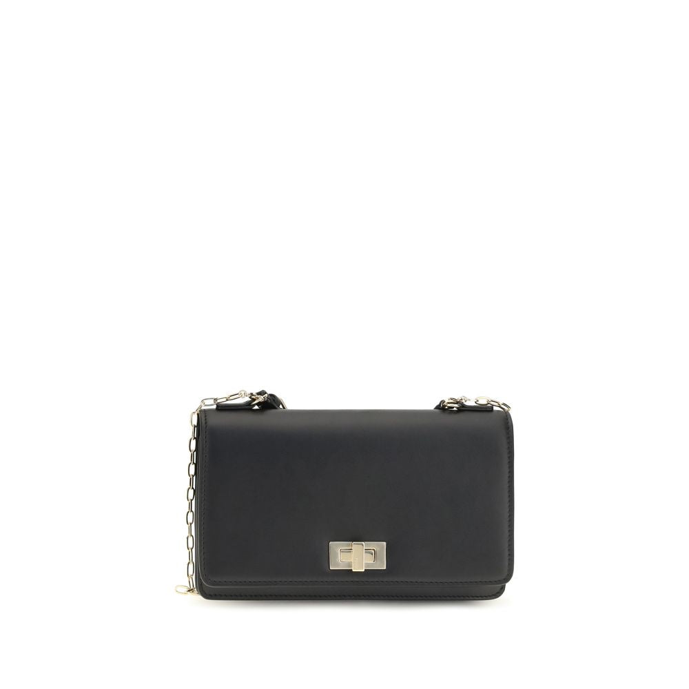 Fendi Peekaboo Black Calf Leather Wallet on Chain