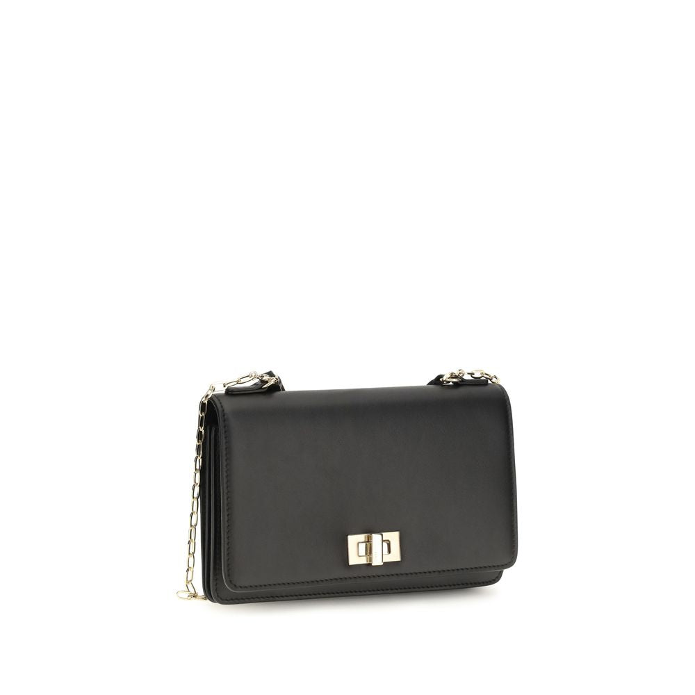 Fendi Peekaboo Black Calf Leather Wallet on Chain