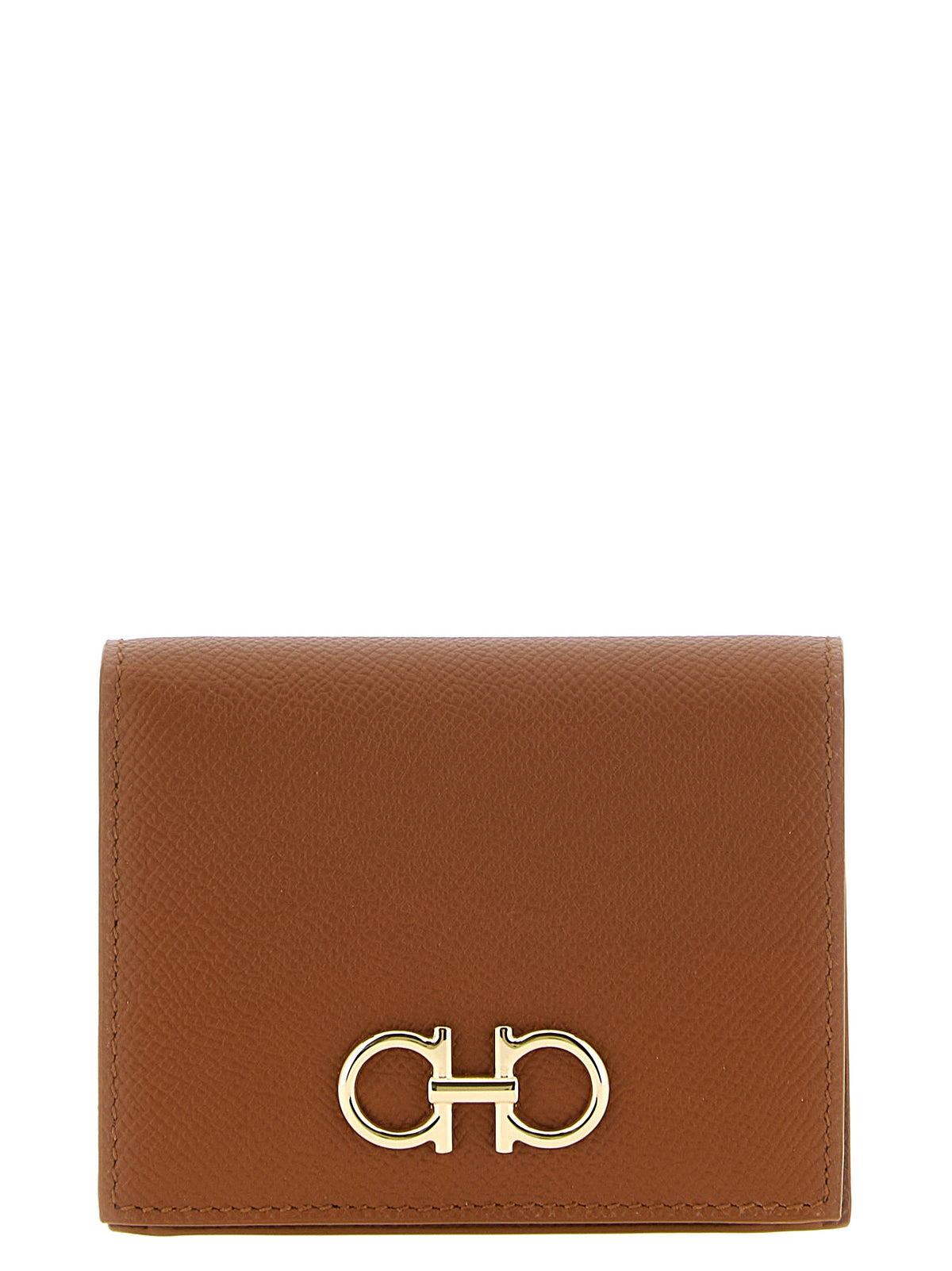 Ferragamo Gancini Natural Brown Calf Leather Compact Wallet