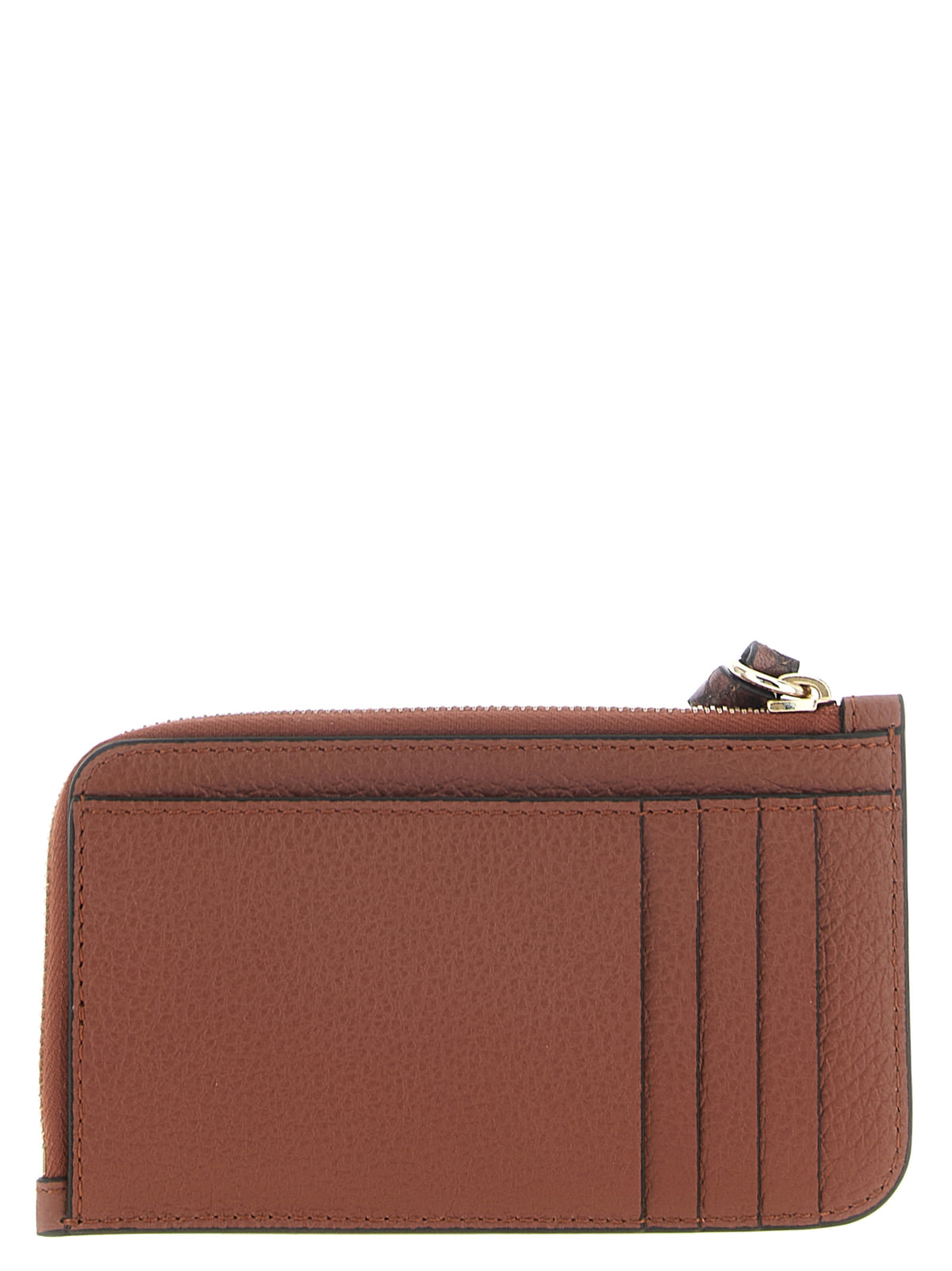 Chloé Alphabet Garnet Brown Calf Leather Zip Cardholder