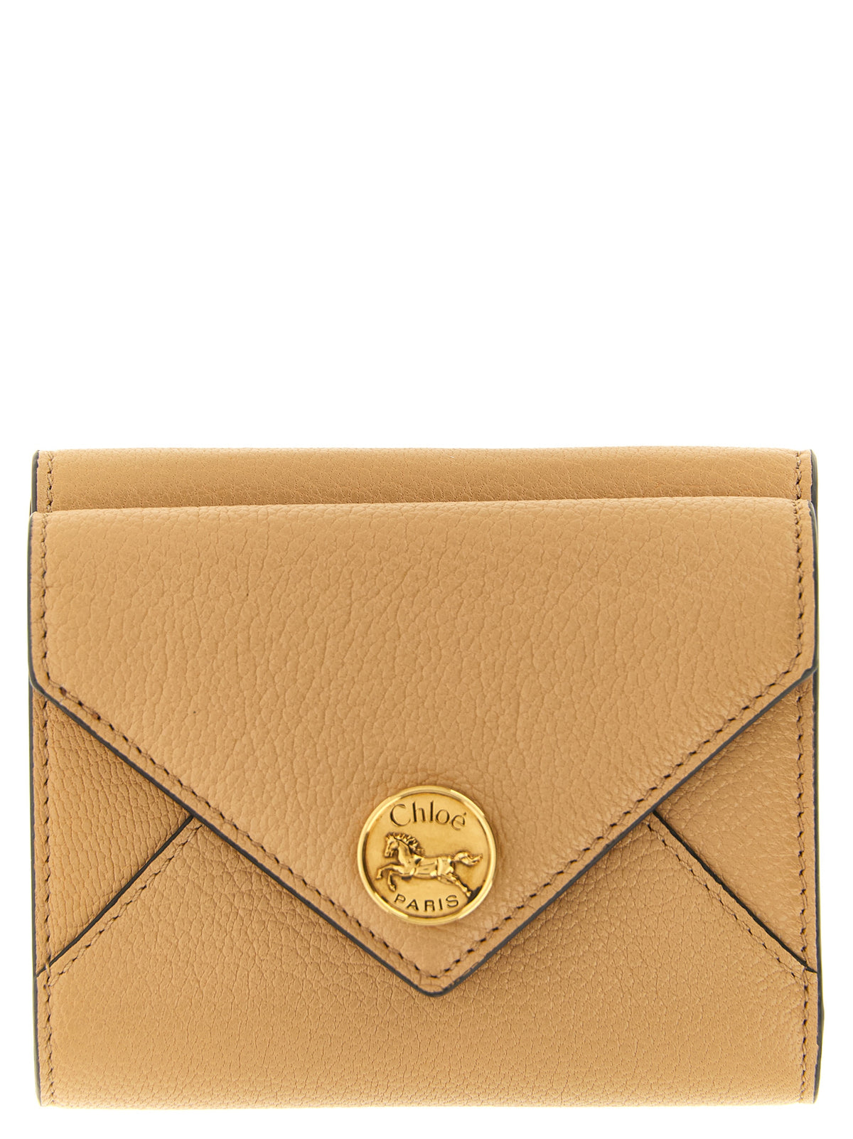 Chloé Envelope Camel Goatskin Leather Tri-Fold Wallet
