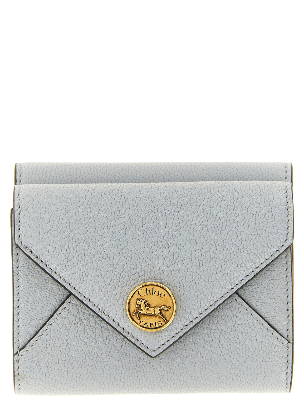 Chloé Envelope Light Blue Goatskin Leather Tri-Fold Wallet