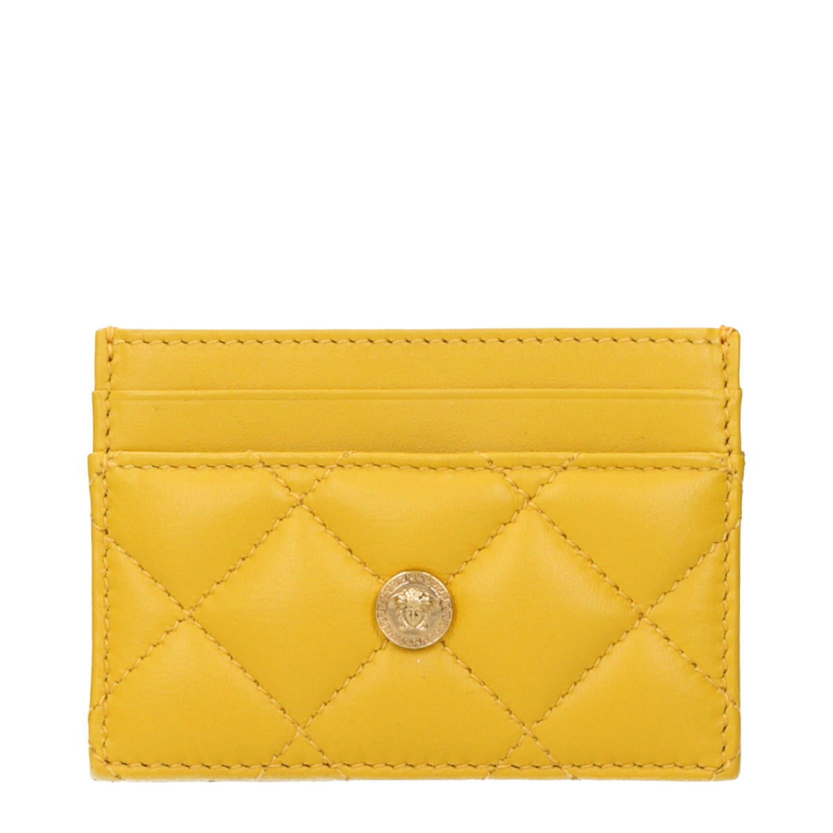 Versace Medusa Quilted Yellow Leather Cardholder
