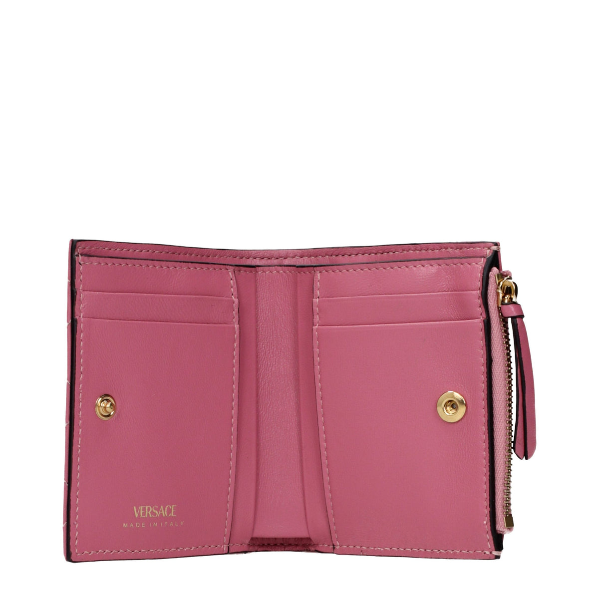 Versace La Medusa Pink Quilted Leather Bi-Fold Wallet